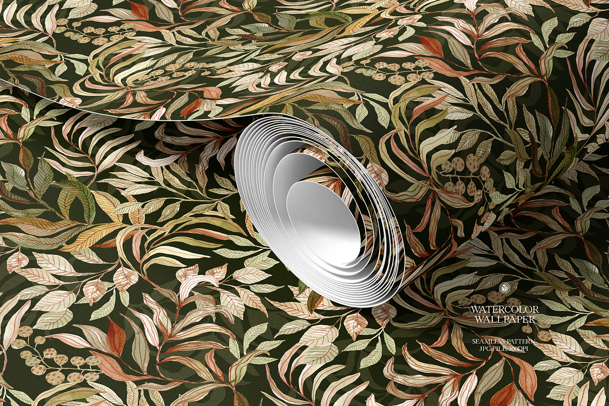 Leaves Watercolor Wallpaper, a Wallpaper Graphic by Webvilla Studio (Photo 2 of 7)