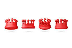 Red 3d render plastic crown set, an Object Illustration by Abscent