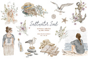 SALTWATER SOUL watercolor clipart, a Decorative Illustration by long summer (Thumbnail 1 of 15)