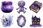 Spooky Purple Halloween Clipart, an Illustration by Craft Nest (Thumbnail 2 of 6)