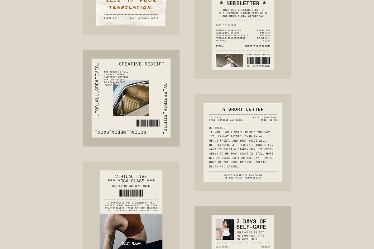 Creative Receipt Social Media Pack, a Social Media Template by September 5th (Photo 10 of 19)