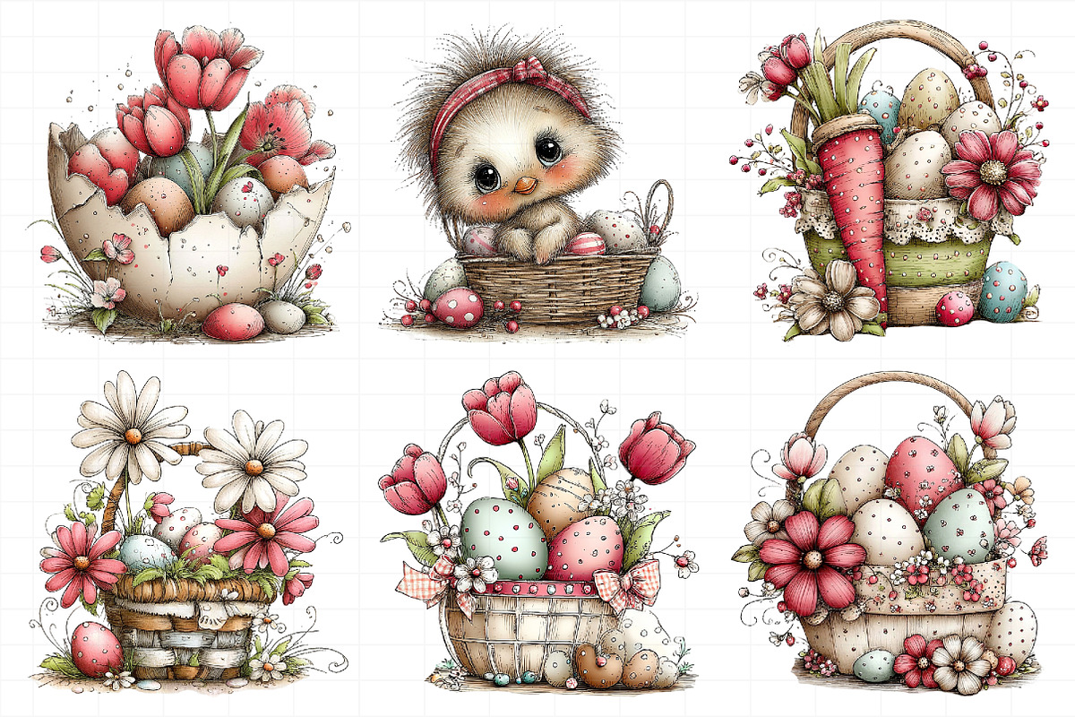 Whimsical Easter Eggs Basket Clipart, an Illustration by Daily.Designs (Photo 7 of 7)