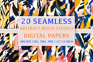 20 Seamless Abstract Brush Strokes