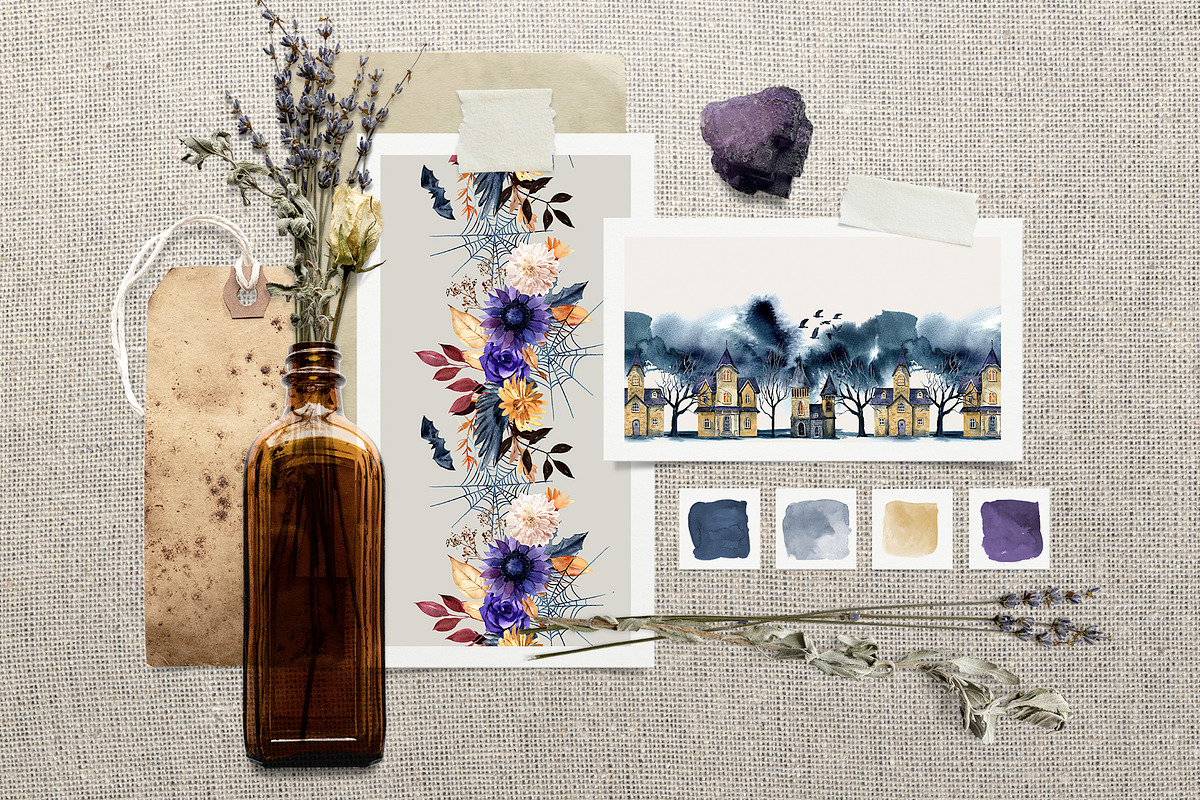 Watercolor Gothic Halloween, a Decorative Illustration by Elena Dorosh (Photo 8 of 12)