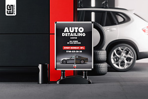 Car Service Stand Poster Mockup