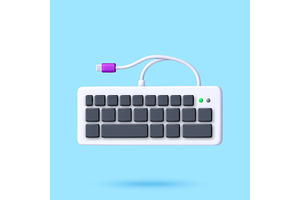 3D Computer keyboard connected by