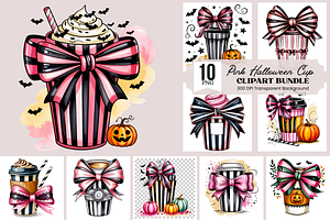 10 Pink Halloween Cup PNGBundle, a Graphic by Clipart Bloom