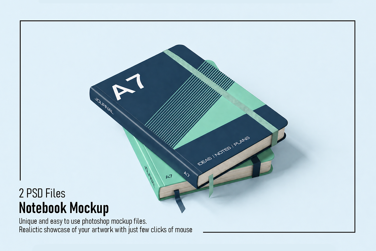 Notebook Mockup, a Product Mockup by Custom.scene (Photo 1 of 3)