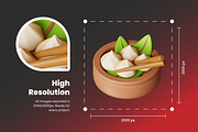 3D Asian Food Icon Set, a Food & Drink 3D Model by Flat Icons (Thumbnail 3 of 8)