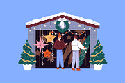 People at Christmas stalls set, a Seasonal Illustration by PaperTrident (Thumbnail 9 of 10)