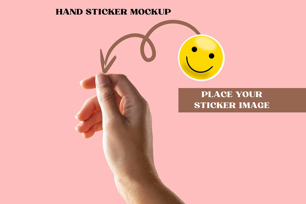 Sticker Hand Mockup Canva Template, a Merchandise Mockup by GraphiCarola (Photo 2 of 5)