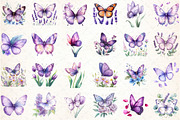 Watercolor Purple Spring Butterfly, an Illustration by DreamCafeArt (Thumbnail 2 of 3)