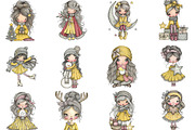 Whimsical Christmas Girl Clipart, an Illustration by CraftArtStudio (Thumbnail 3 of 6)