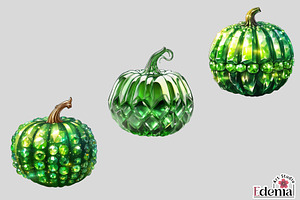 Green Jewel Glass Pumpkins Cliparts