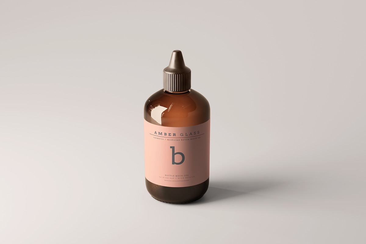 Amber Glass Bottle Mockups, a Cups & Container Mockup by pmvch (Photo 8 of 20)