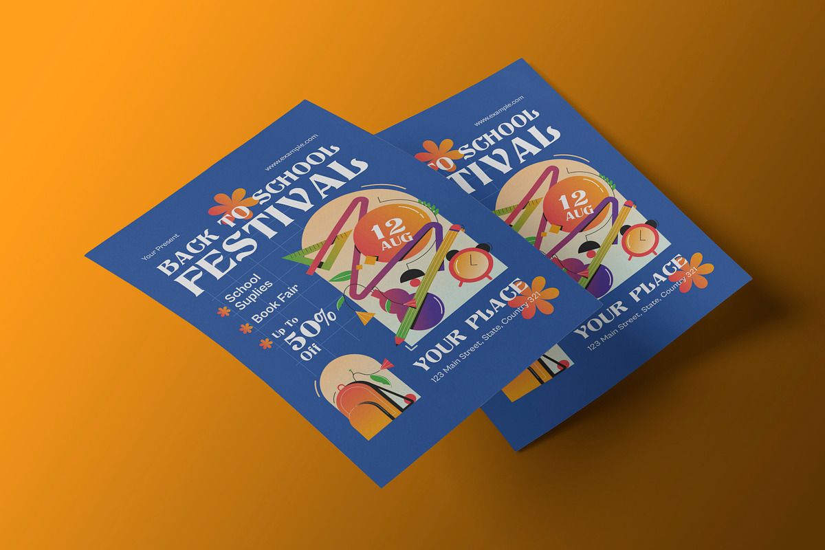 Blue Back to School Festival Flyer, a Flyer Template by Neermana (Photo 3 of 4)