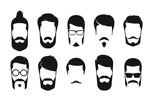 Bearded Man Head. Hipster Dapper