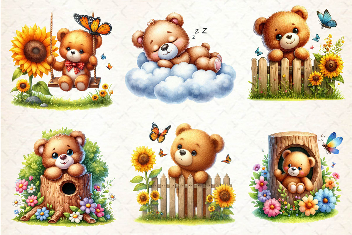 Cute Teddy Bear Clipart, an Illustration by Dream Creation (Photo 4 of 5)