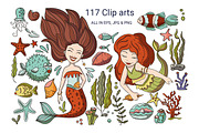 Mini Mermaid. Big Graphic Pack., a Seasonal Illustration by Red Ink (Thumbnail 3 of 10)