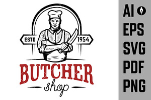 Butchery. Butcher Illustration.