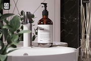 Amber Glass Pump Bottle Mockup, a Household Mockup by SD Mockup (Thumbnail 1 of 4)