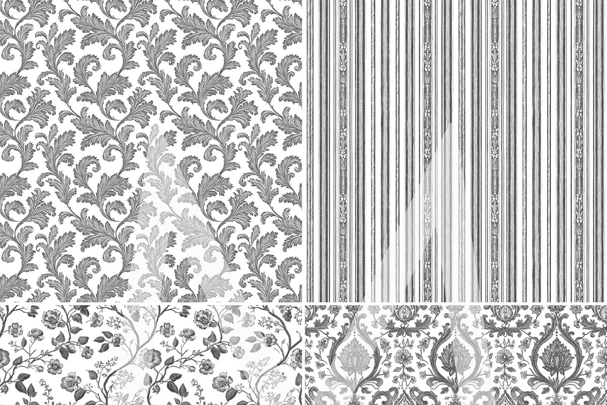 Charcoal Gray Toile Digital Papers, a Pattern Graphic by Maishop (Photo 3 of 7)