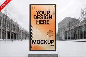 Billboard Snowy Square Mockup PSD