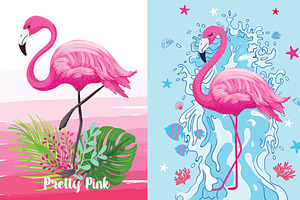 Pink Flamingo Vector Illustration