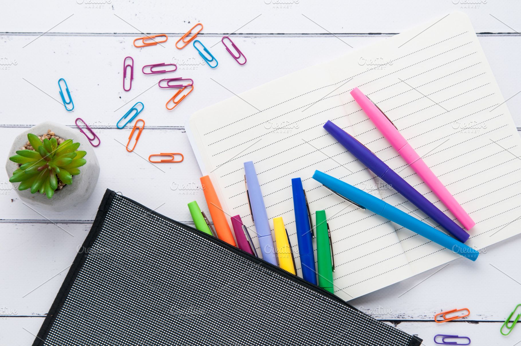 Colourful Desktop Flatlay, a Photo by Siân C Photography