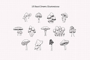 Mushroom Sketch Clipart Collection, an Illustration by Hannah Eliza Studio (Thumbnail 2 of 5)