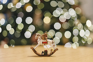 Happy New Year 2026 ! Christmas horse vintage toy on background, a Holiday Photo by Sonjachni