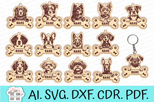 Keychain Peeking dog svg laser cut