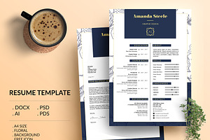 Floral CV / Resume template / N, a Resume Template by Showy68 Template