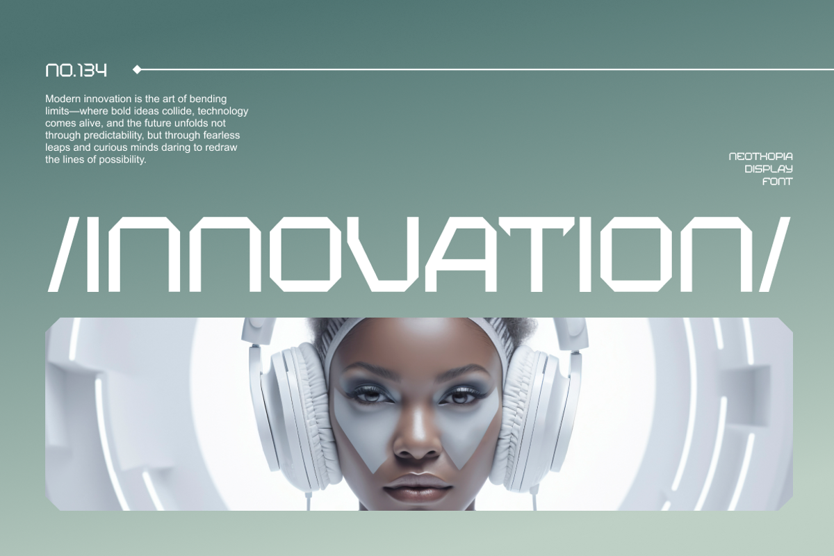 Neothopia Futuristic Display Fpnt, a Sans Serif Font by Catalystco Studio (Photo 5 of 7)