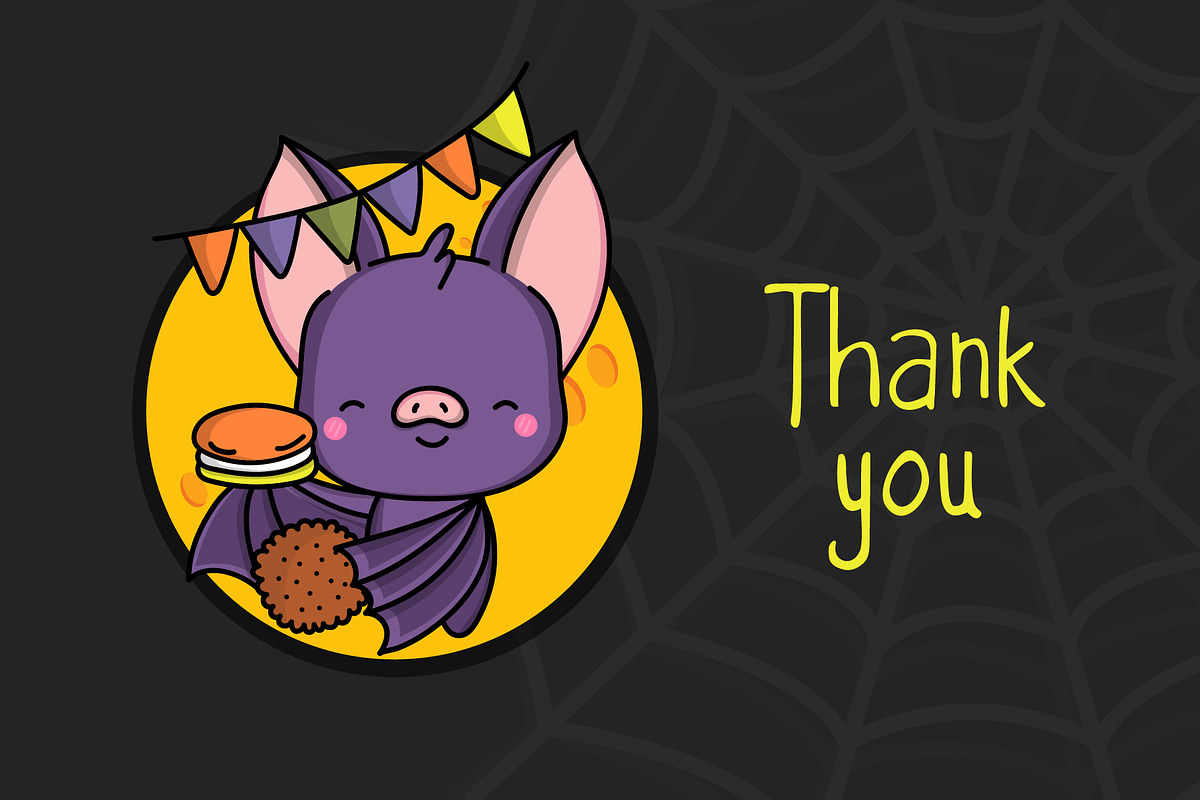 Halloween Bat Kawaii Illustrations, an Animal Illustration by ArtVarStudio (Photo 3 of 3)