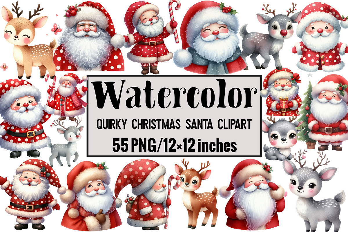 Quirky Christmas Santa Clipart, an Illustration by Design Market (Photo 1 of 3)