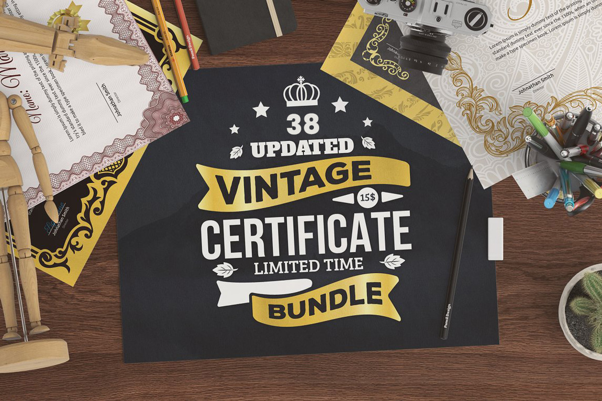 Vintage Certificate Bundle - MS Word, a Stationery Template by Curve Design (Photo 1 of 27)