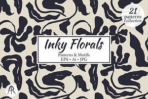 Abstract Ink Wash Floral Patterns