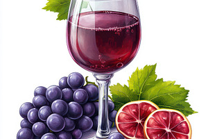 Red Wine Glass Grapes and Blood Oran, a Food & Drink Photo by Pixeness Studio