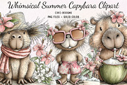 Whimsical Summer Capybara Clipart, an Illustration by CreationArt (Thumbnail 1 of 7)