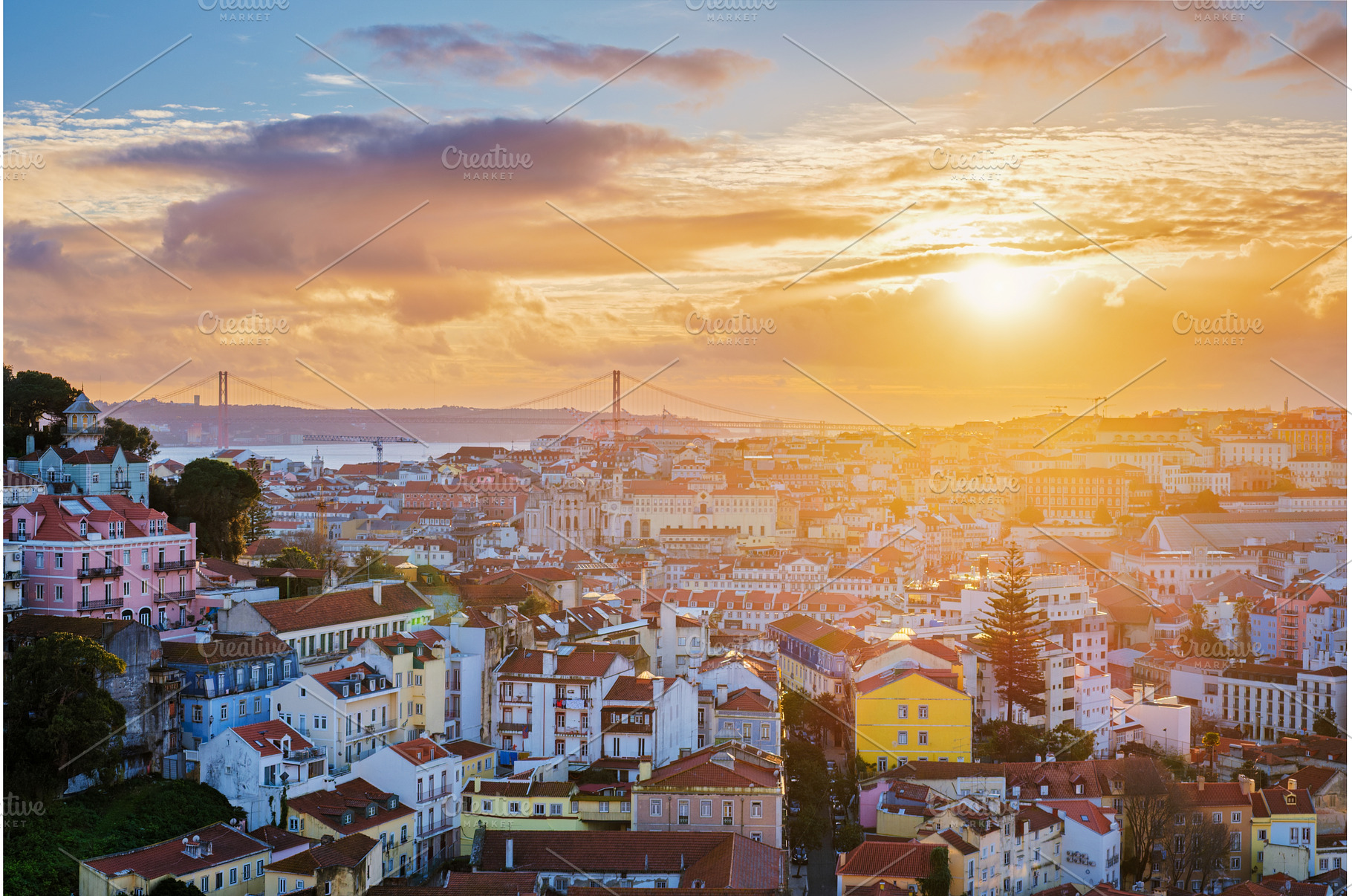 Sunset view of Lisbon from Miradouro, an Architecture Photo by f9photos