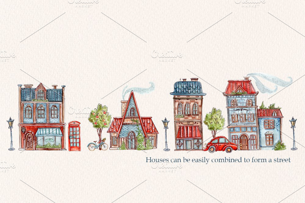 English Houses set +3 patterns, a Decorative Illustration by Kristina Crocus (Photo 3 of 5)