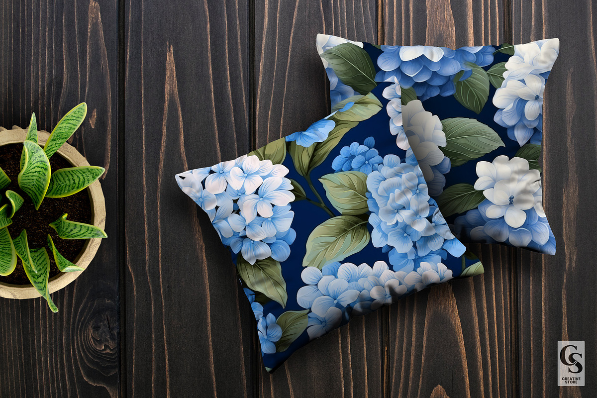 Hydrangea Flowers Seamless Pattern, a Pattern Graphic by Creative Store (Photo 4 of 4)