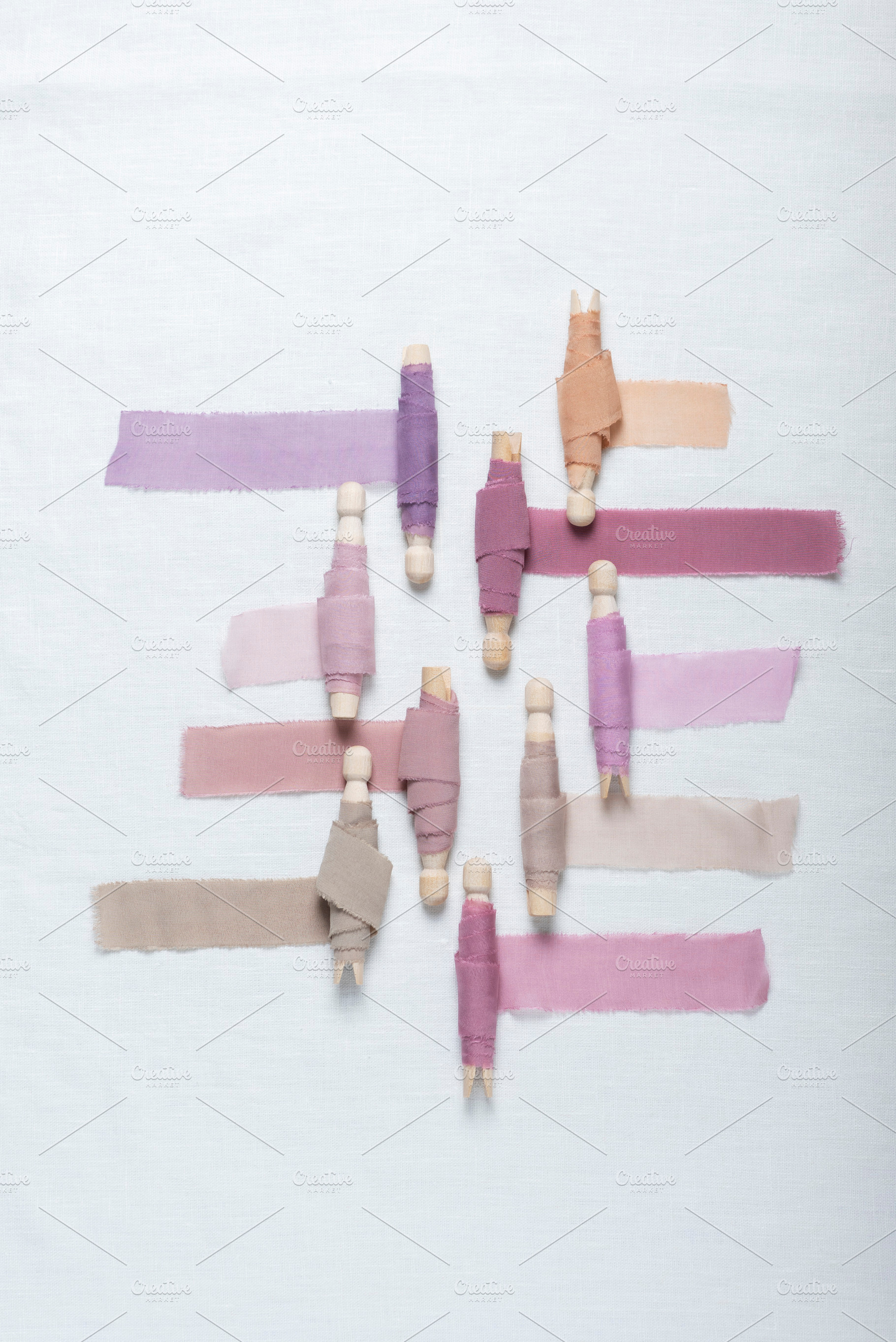 Pattern with handmade colored silk ribbons, a Beauty & Fashion Photo by oxana.denezhkina