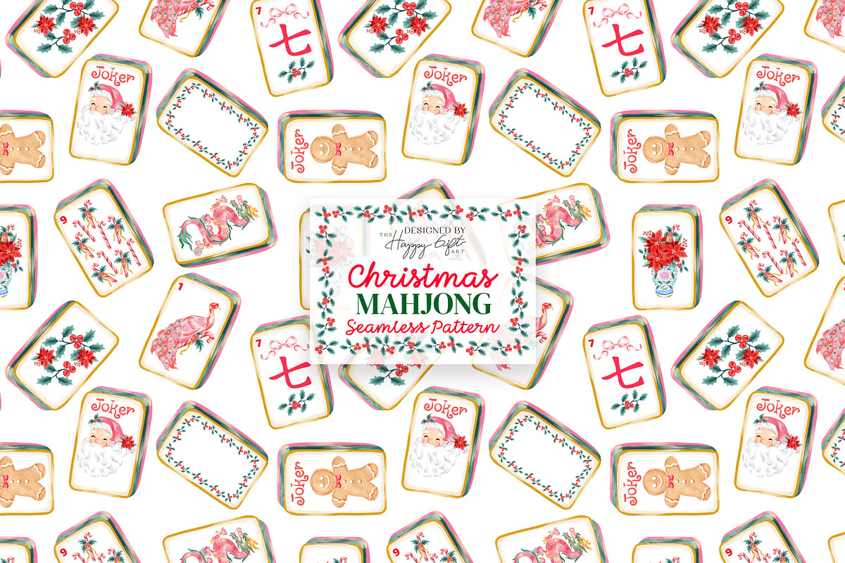 Chinoiserie Christmas Mahjong, a Decorative Illustration by TheHappyGiftArt (Photo 9 of 9)