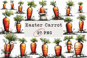 Cute Easter Carrot Clipart Png, an Illustration by Libby Wishes