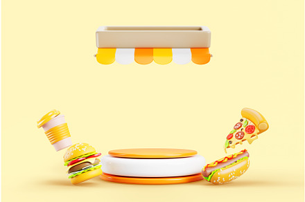 Fast food restaurant shop sale 3d, a Food & Drink 3D Model by Marozhkastudio