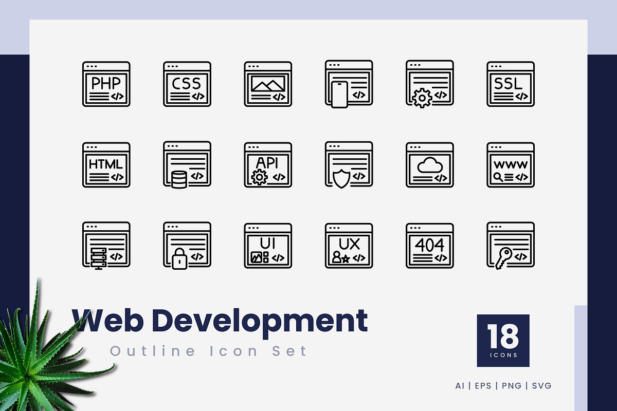 Web Development Outline Icons, an Outline Icon by Zeer Graphic
