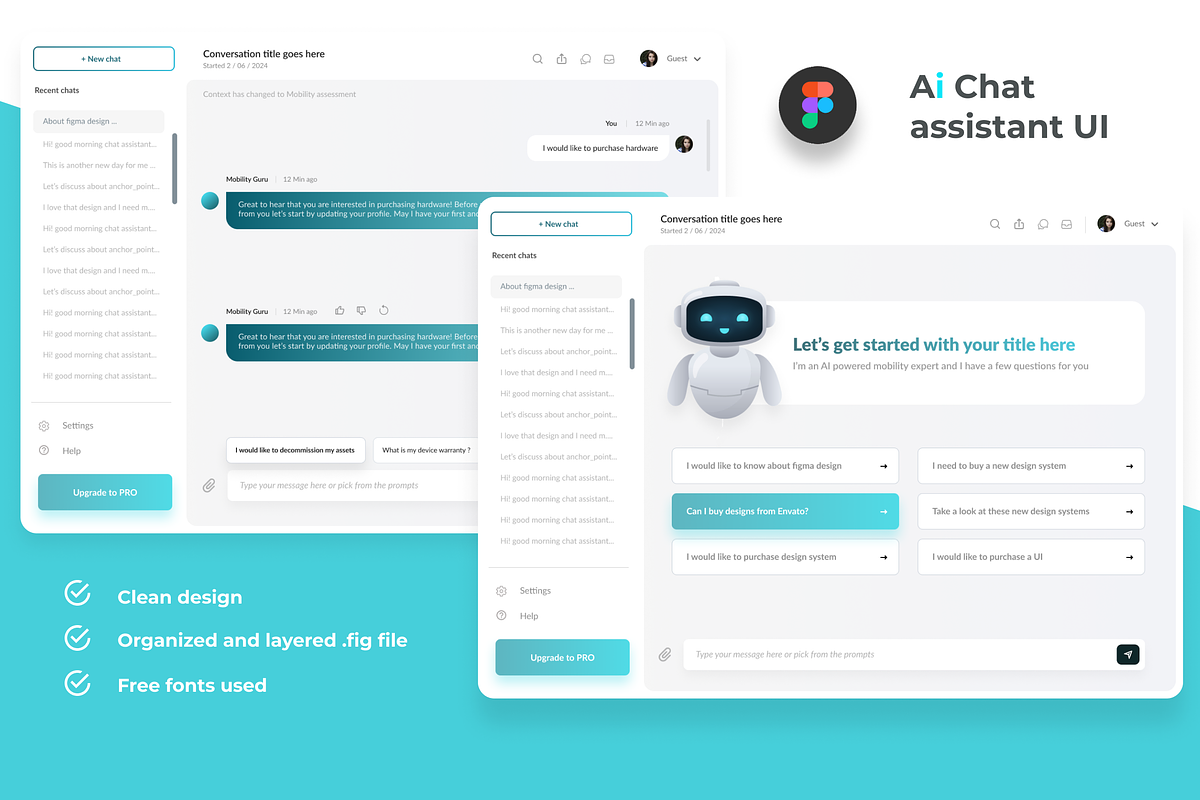 AI Chat app UI Kit, an UI Kit Template by anchor_point_heshan (Photo 1 of 2)