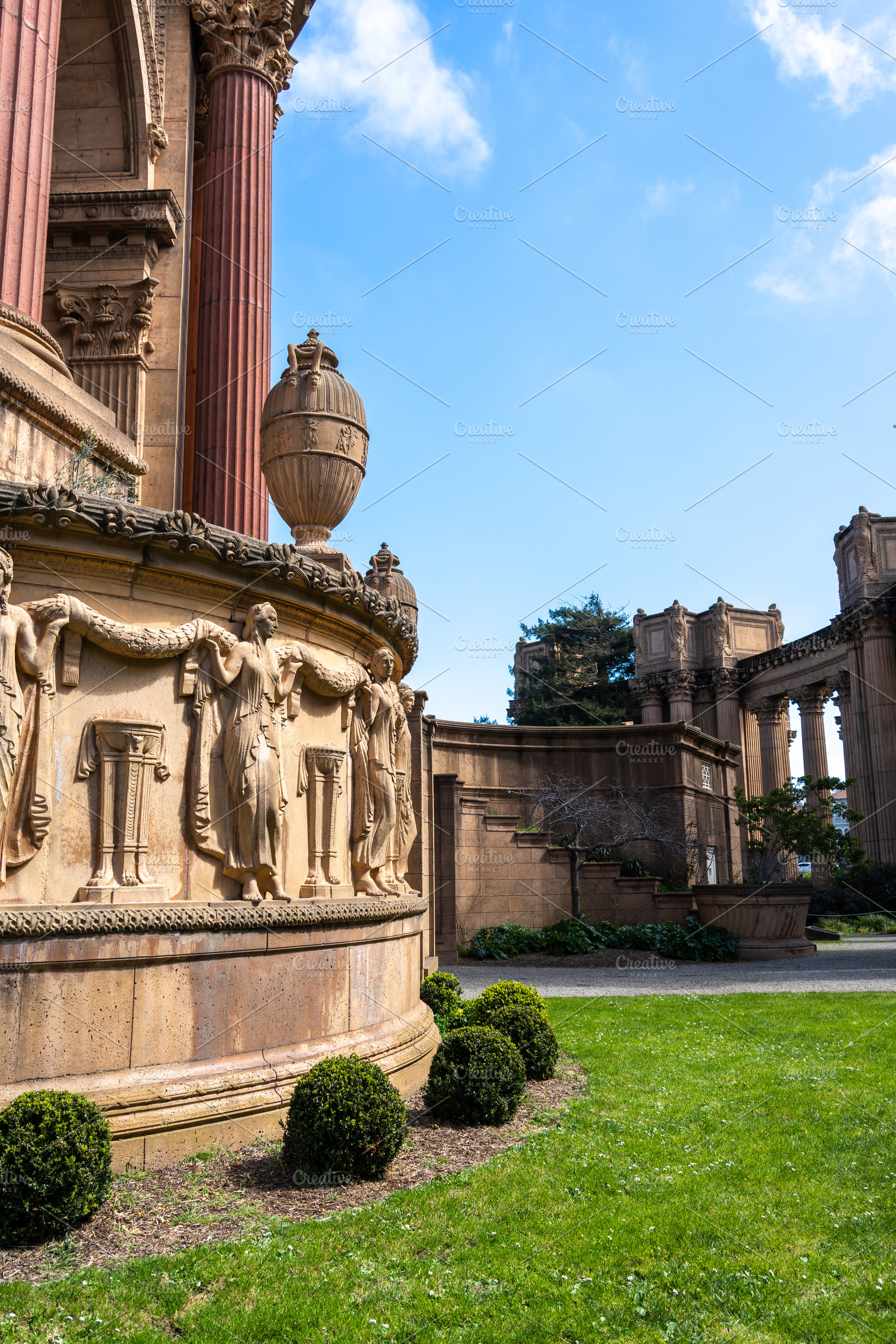 Palace of Fine Arts surrounded by greenery in San Francisco, USA, an Architecture Photo by GoodGoods